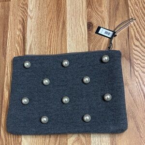 BANANA REPUBLIC Grey Felt Zippered Pouch